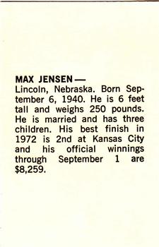1973 PBA Bowling #NNO Max Jensen Back